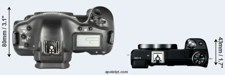Compare 1D Mark II versus NEX-6 top