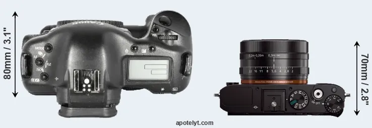 Compare 1D Mark II versus RX1 top