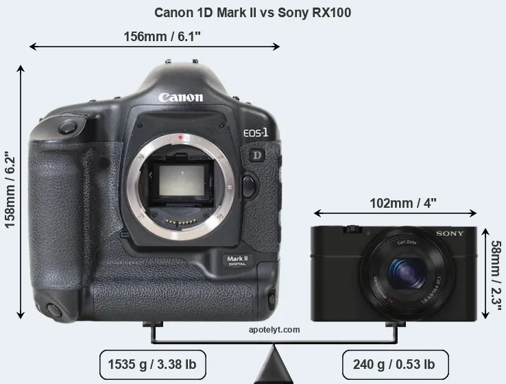 Size Canon 1D Mark II vs Sony RX100