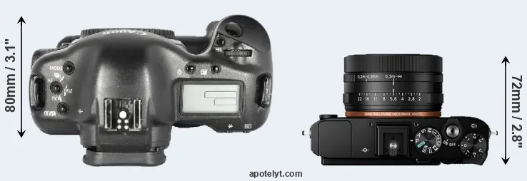 Compare 1D Mark II versus RX1R II top