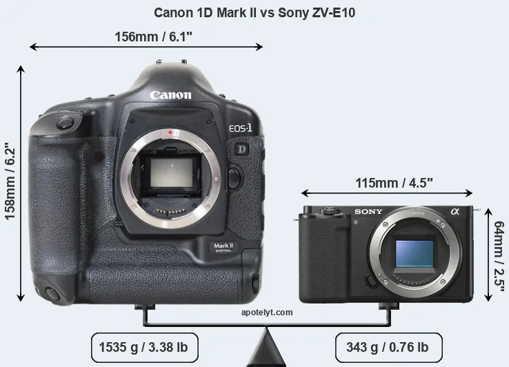 Size Canon 1D Mark II vs Sony ZV-E10