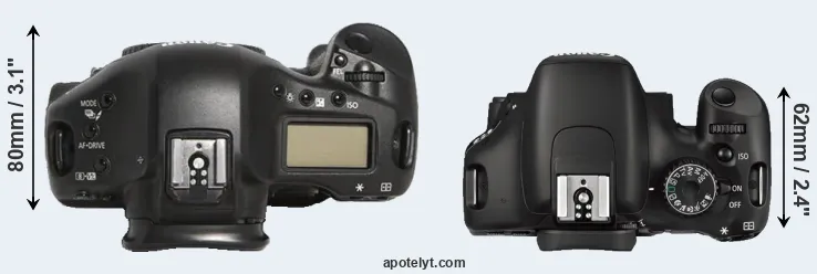 Compare 1D Mark III versus 550D top