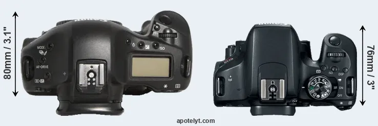 Compare 1D Mark III versus 800D top
