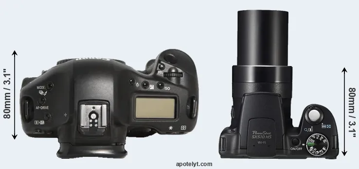 Compare 1D Mark III versus SX510 top