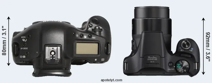 Compare 1D Mark III versus SX540 top
