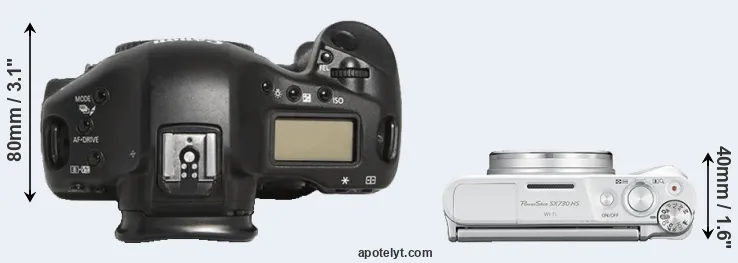Compare 1D Mark III versus SX730 top