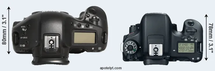 Compare 1D Mark III versus T6s top