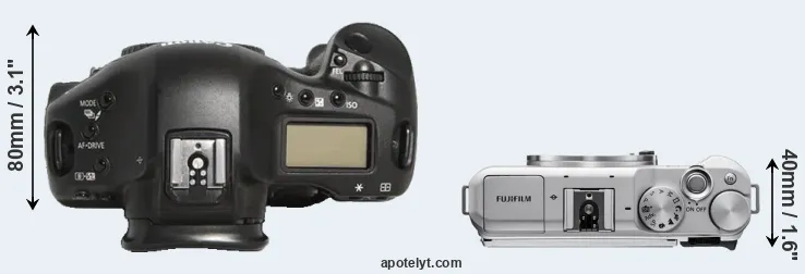 Compare 1D Mark III versus X-A5 top