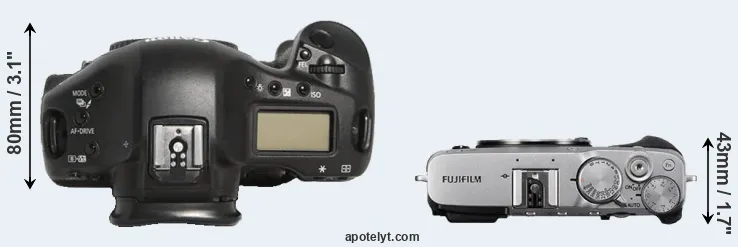 Compare 1D Mark III versus X-E3 top