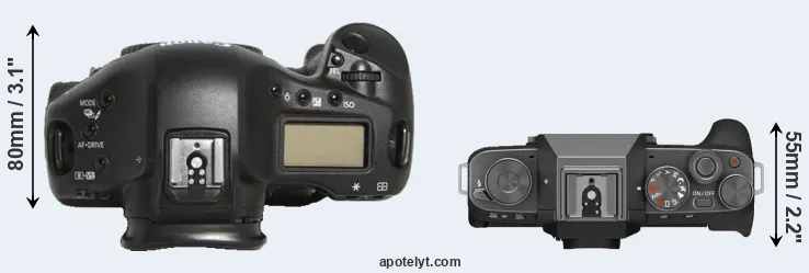 Compare 1D Mark III versus X-T200 top