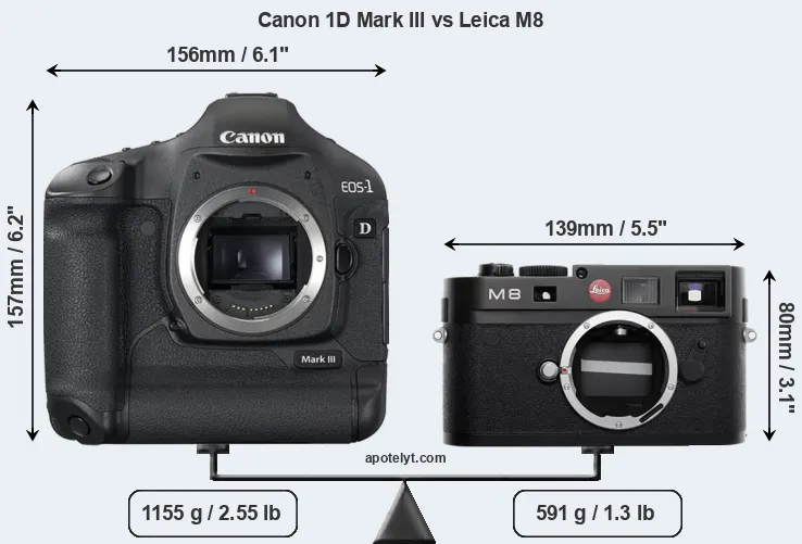 Size Canon 1D Mark III vs Leica M8