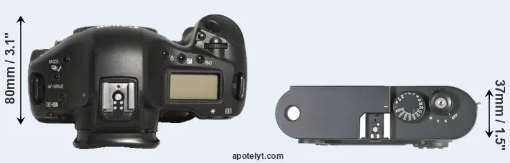 Compare 1D Mark III versus M8 top