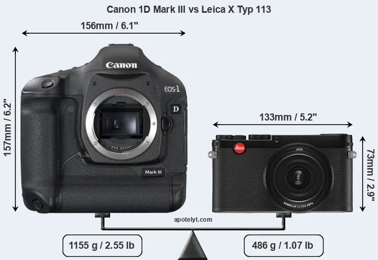 Size Canon 1D Mark III vs Leica X Typ 113