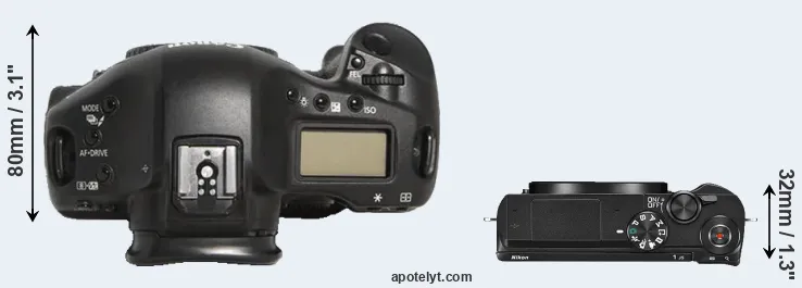 Compare 1D Mark III versus J5 top