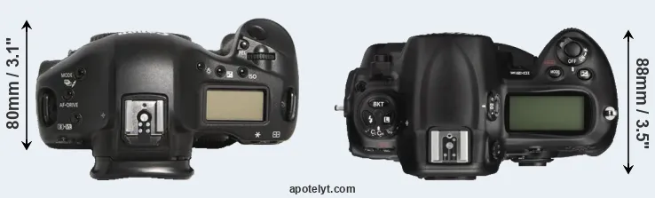Compare 1D Mark III versus D3X top