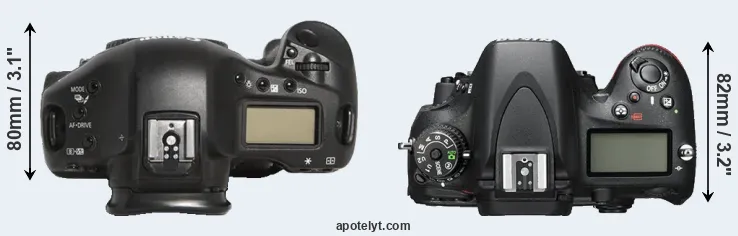 Compare 1D Mark III versus D600 top