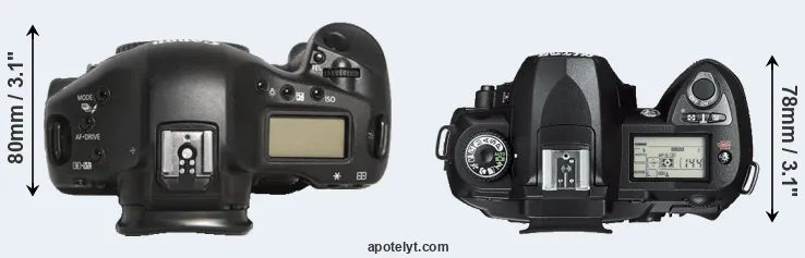 Compare 1D Mark III versus D70s top