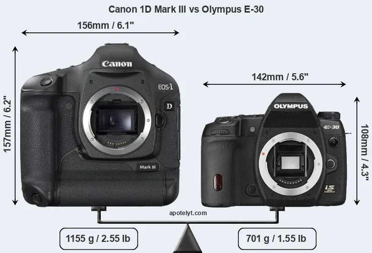 Size Canon 1D Mark III vs Olympus E-30