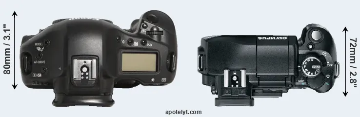 Compare 1D Mark III versus E-330 top