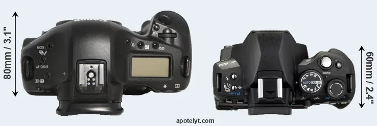 Compare 1D Mark III versus E-620 top