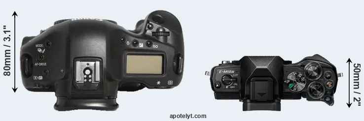 Compare 1D Mark III versus E-M10 III top
