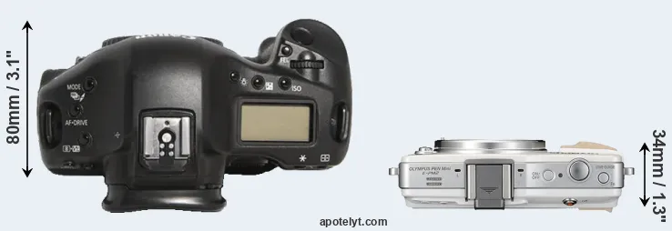 Compare 1D Mark III versus E-PM2 top