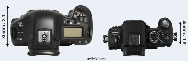Compare 1D Mark III versus G1 top