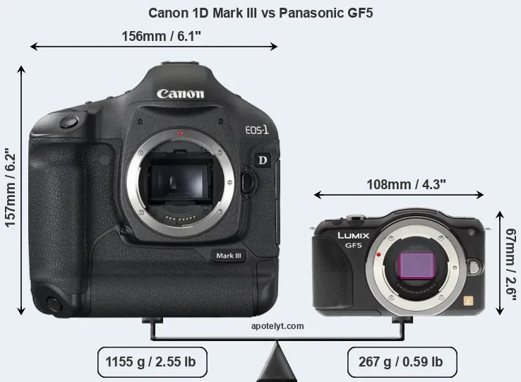 Size Canon 1D Mark III vs Panasonic GF5