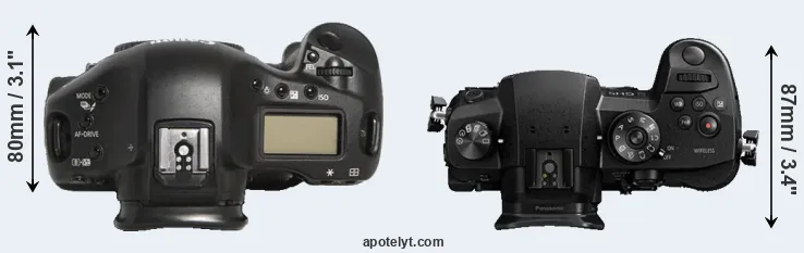 Compare 1D Mark III versus GH5 top