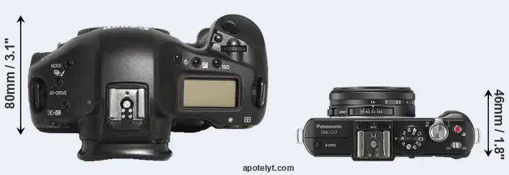 Compare 1D Mark III versus LX7 top