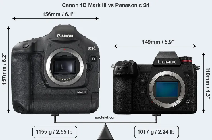 Size Canon 1D Mark III vs Panasonic S1