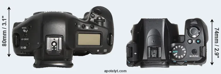Compare 1D Mark III versus K-70 top