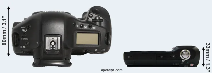 Compare 1D Mark III versus NEX-3 top