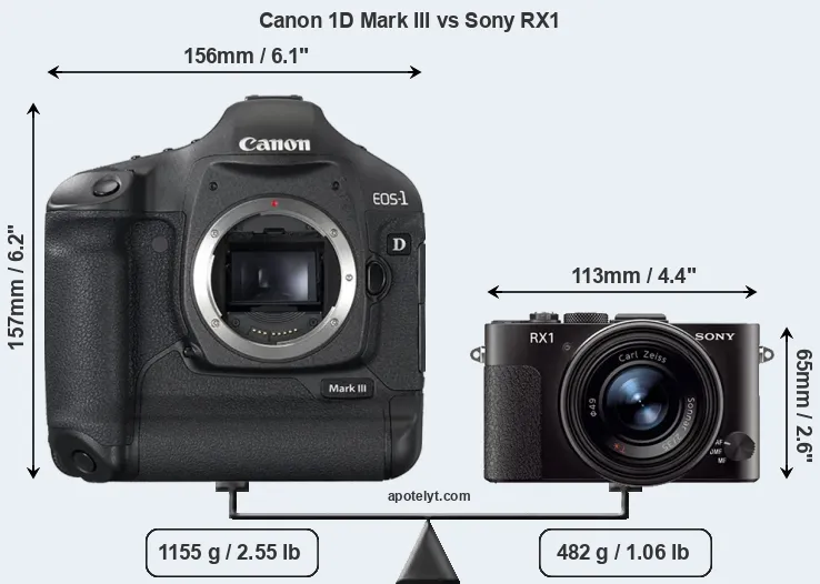 Size Canon 1D Mark III vs Sony RX1