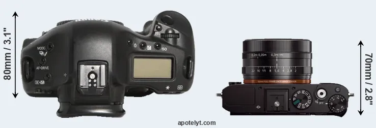 Compare 1D Mark III versus RX1 top