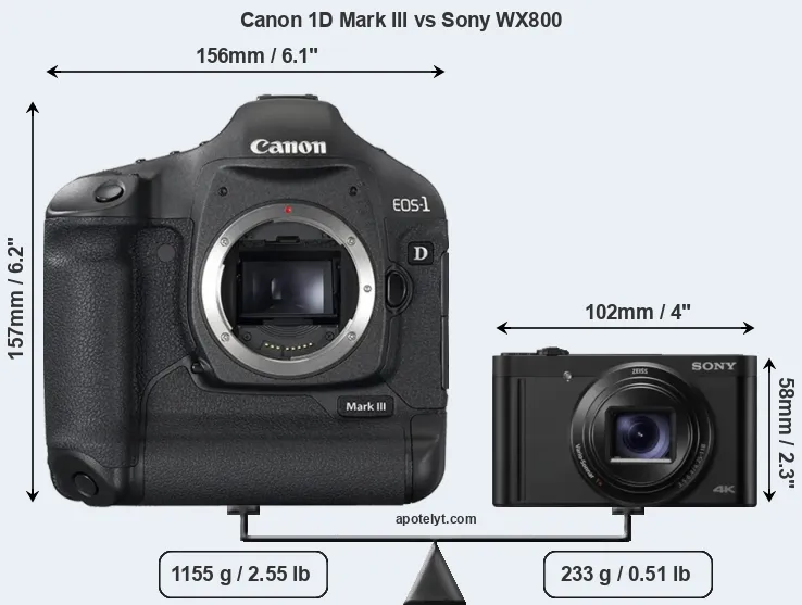 Size Canon 1D Mark III vs Sony WX800