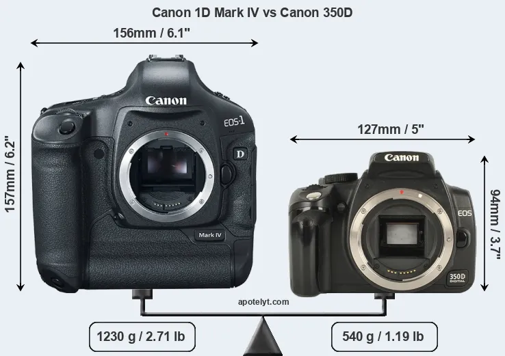 Size Canon 1D Mark IV vs Canon 350D