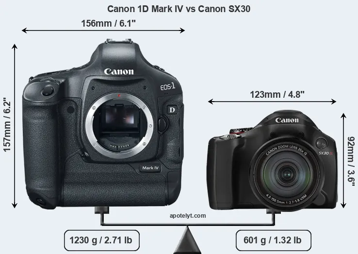 Size Canon 1D Mark IV vs Canon SX30