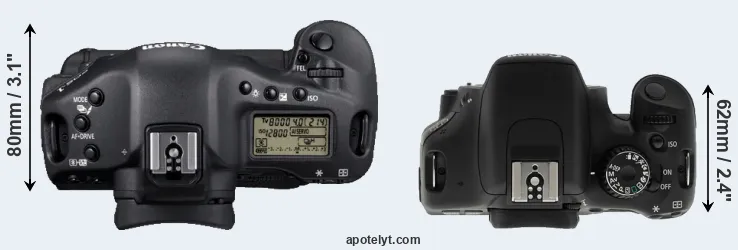 Compare 1D Mark IV versus T2i top