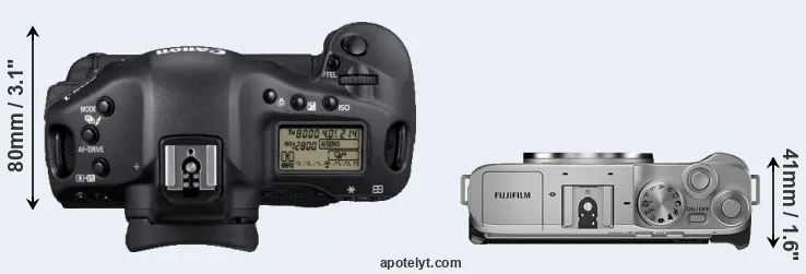 Compare 1D Mark IV versus X-A7 top