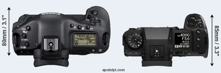 Compare 1D Mark IV versus X-H2 top