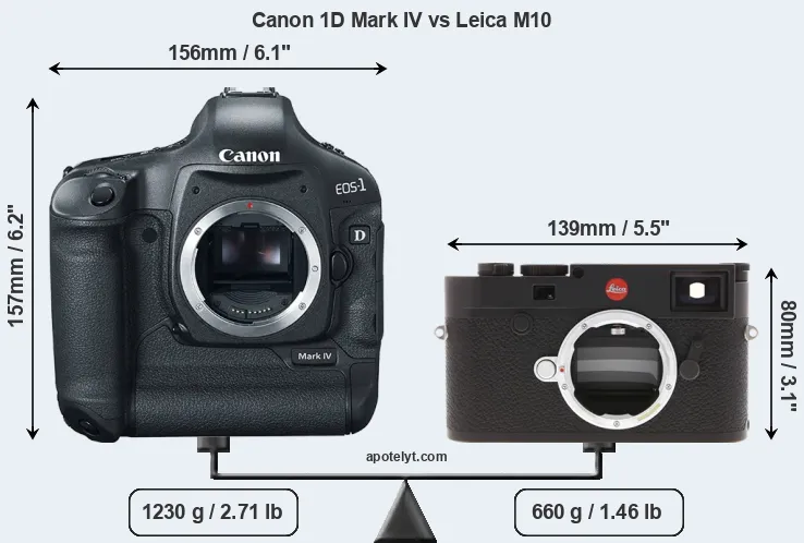 Size Canon 1D Mark IV vs Leica M10