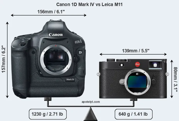 Size Canon 1D Mark IV vs Leica M11
