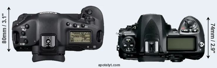 Compare 1D Mark IV versus D200 top