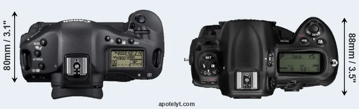 Compare 1D Mark IV versus D3 top