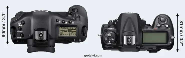 Compare 1D Mark IV versus D300S top