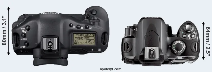 Compare 1D Mark IV versus D40X top