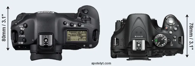 Compare 1D Mark IV versus D5200 top