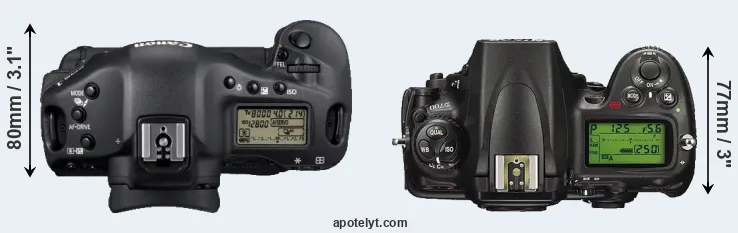Compare 1D Mark IV versus D700 top