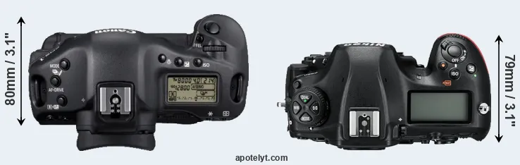 Compare 1D Mark IV versus D850 top